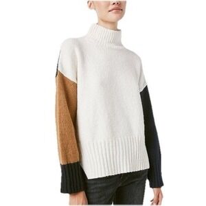 FRAME Color Block Knit Turtleneck Pullover Sweater Size S /P Multicolor Wool